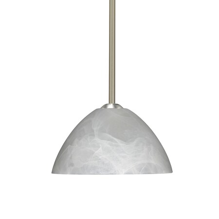 Besa Lighting Tessa Stem Pendant, Marble, Satin Nickel Finish, 1x9W LED 1TT-420152-LED-SN
